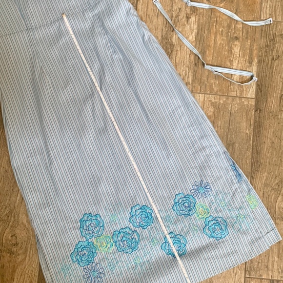 Express Stretch Pinstripe Strapless Midi Dress - Picture 8 of 13